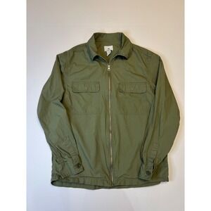 H & M Jacket 100% Cotton Full Zip Womens  Small Lightweight Olive Relaxed Fit